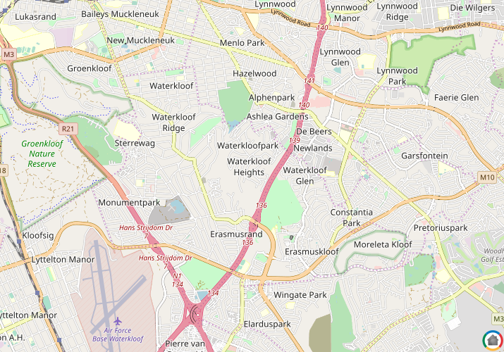 Map location of Waterkloof Heights